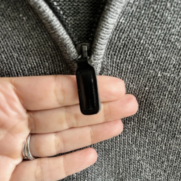 Mens Polo Long Sleeve Pull Over 1/4 Zip Sweater Gray Size Large Academia - Picture 3 of 7